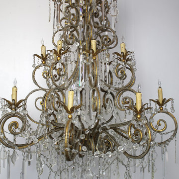 20th Century Large Macaroni Beaded French Style Chandelier with Sixteen-Light