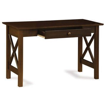AFI Lexi Solid Wood Office Writing Desk with Elegant Felt Lined Drawer in Walnut