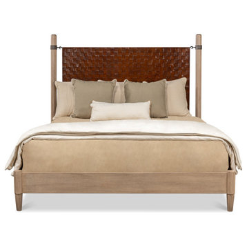 Marcus King Bed Frame Brown Leather