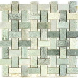 Bestview Stone Mosaic Basketweave Polished Ming Green 203133 - Tile