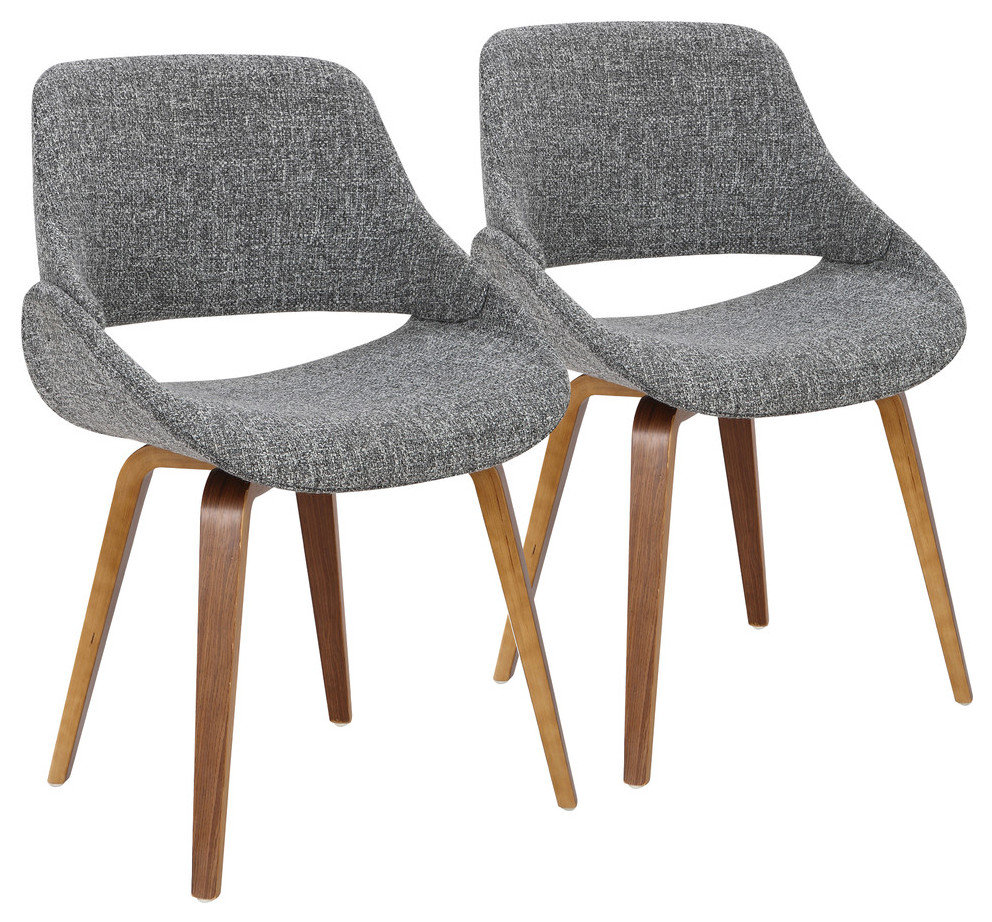 LumiSource Accent Chair, Walnut and Gray Noise, Set of 2