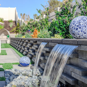 Modern Art Deco Wall with Built-In Water Feature