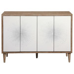 Uttermost - Uttermost Dani 4-Door White Cabinet - Showcasing Hints Of Scandinavian Design, This Four Door Accent Cabinet Provides A Functional Storage Piece With Versatile Style. Featuring Matte White Textured Doors With A Striking Starburst Design With Ombre Gray Centers. The Case Is Layered In Naturally Finished Oak Veneer With Wire Brushed Details, Set On Tapered Legs. Each Side Opens To Reveal 2 Adjustable Shelves.