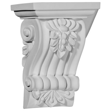 4 1/8"W x 3"D x 5 3/4"H Leandros Fluted Leaf Corbel