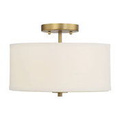 2-Light Semi-Flush Mount, Natural Brass