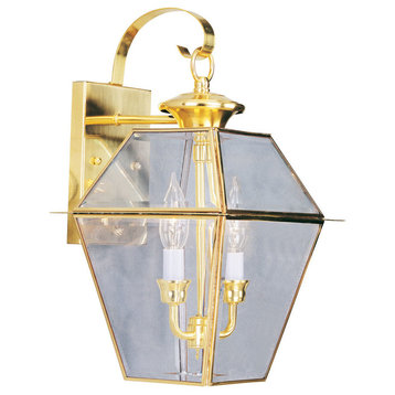Westover Outdoor Wall Lantern, Polished Brass
