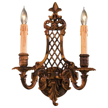 Metropolitan N9813 2 Light 16"W Candle-Style Double Wall Sconce - Oxide Brass