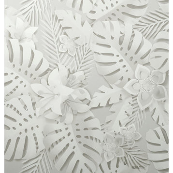Dimensions White Tropical Wallpaper, Bolt