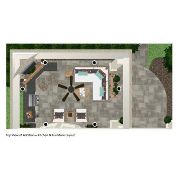 Houston Patio With Restoration Hardware Furniture, Fireplace & Outdoor Kitchen