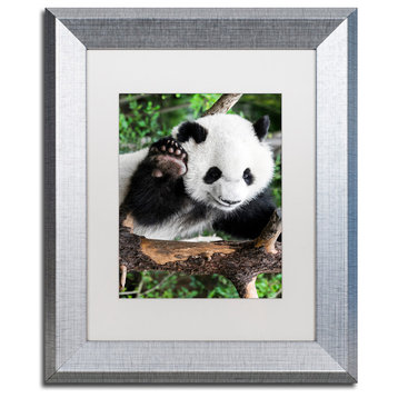 Philippe Hugonnard 'Giant Panda V' Art, Silver Frame, White Matte, 14"x11"