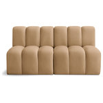 Meridian Furniture - Arc Velvet Upholstered 2-Pc. Modular Sofa, Camel - Give your living room or den the perfect blend of style and versatility with this Arc velvet fabric straight modular Sectional. Part of the Arc modular furniture collection, this Sectional comes upholstered in rich camel velvet fabric and features deep channel tufting that adds a touch of luxury while enhancing comfort and support. A seamless combination of form and function, this chair can be used with other Arc pieces to create a myriad of configurations in your well-curated room.