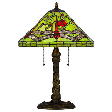 3109 Tiffany 2 Light Table Lamp, Antique Brass