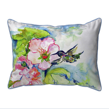Betsy Drake Hummingbird & Hibiscus Large Indoor/Outdoor Pillow 16x20