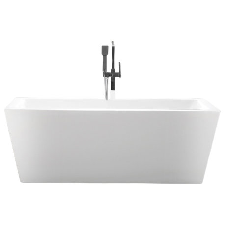 Freestanding Acrylic Bathtub, White/Polished Chrome, L, 67"