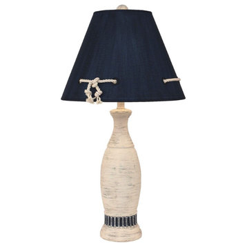 Cottage and Navy Casual Table Lamp With Ribbed Accent