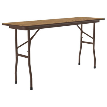 Correll 18"W x 72"D Melamine Top Folding Table in Medium Oak