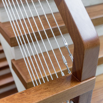 Custom Exotic Mahogany, Maple and Stainless Steal Staircase