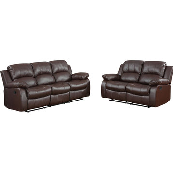 Homelegance Cranley 2-Piece Living Room Set, Brown Leather