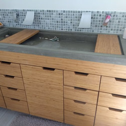 Custom Concrete Sinks and Wood Vanity - Bathroom Vanities And Sink Consoles