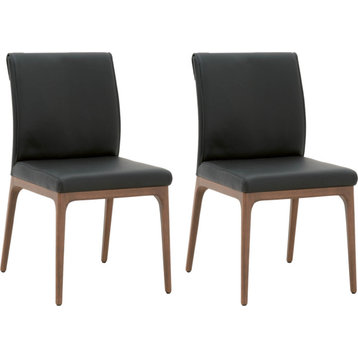 Alex Dining Chair, Set of 2, Sable Leather, Walnut