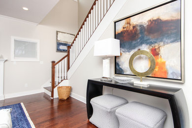 Living room - contemporary living room idea in Detroit