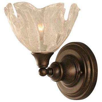 Toltec Lighting Wall Sconce, Bronze Finish, 7" Italian Ice Glass