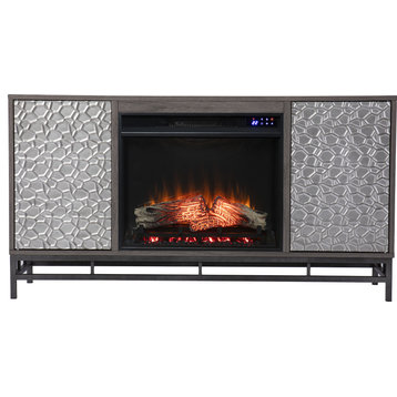 Hollesborne Electric Fireplace - Gray, Enhanced Electric Firebox