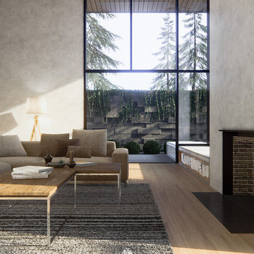 Modern Living Room 3D Rendering