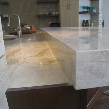 taj mahal quartzite mitered polygon island