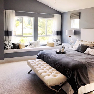 Transitional Home with Custom Bedding and Window Treatments