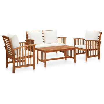 vidaXL Patio Furniture Set 4 Piece Bench Seat with Table Solid Acacia Wood