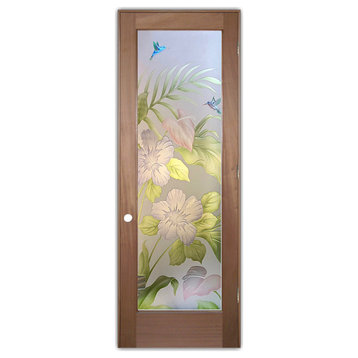 Interior Prehung Door or Interior Slab Door - Hibiscus Anthurium - Mahogany...