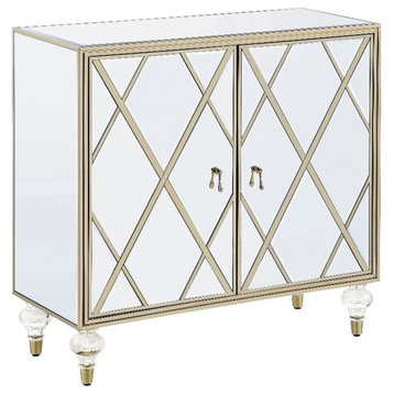 Coaster Astilbe 2-door Wood Accent Cabinet Mirror and Champagne