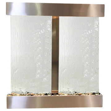 Aspen Falls Wall Fountain, Stainless Steel, Silver Mirror, Square Frame