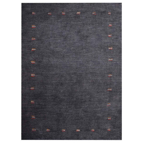 Hand Knotted Loom Silk Mix Area Rug Contemporary Charcoal, [Rectangle] 8'x10'