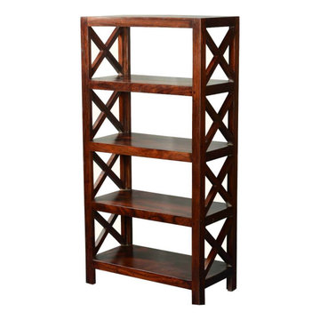 El Cajon 4 Open Shelf Rustic Solid Wood Office Bookcase
