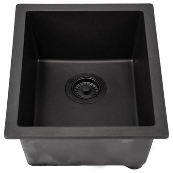 Nantucket Sinks PR1815-BL Dual-mount Granite Composite Bar-Prep Sink in Black