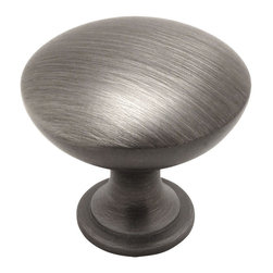 Cosmas - Round Solid Cabinet Knob, 1-1/4" Diameter, Set of 25, Antique Silver - Cabinet And Drawer Knobs