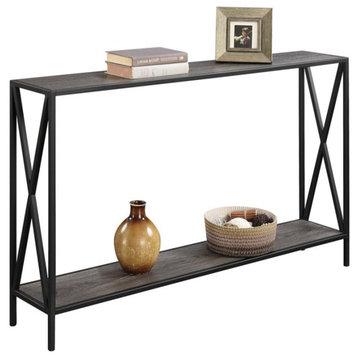 Convenience Concepts Tucson Console Table in Gray Wood Finish With Black Metal