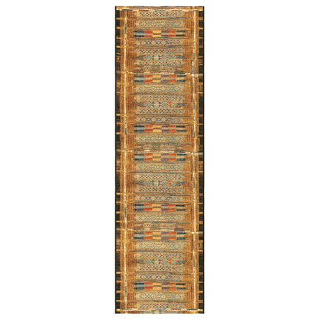 Marina Tribal Stripe Indoor/Outdoor Rug, Gold, 1'11"x7'6" Runner