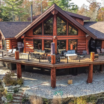 Rustic Log Elegance - Lakeside Elevation