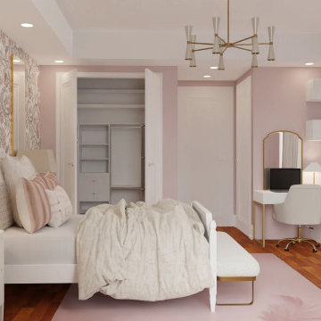 Eclectic Glam Kids Bedroom with Brass Accents
