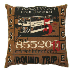 Koko Company - Koko Company Tramway Gran Nacional Ticket Pillow - Decorative Pillows