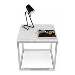 Prairie End Table | White Marble Top - Side Tables And End Tables