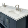 Ariel Magnolia 73" Oval Sinks Bath Vanity Carrara Marble Gray, Midnight Blue, 1.5" Carrara Marble