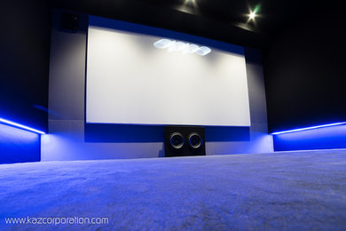 Inspiration pour une salle de cinéma minimaliste.