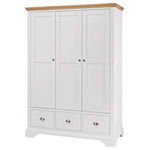 Bentley Designs - Hampstead 2-Tone Painted Furniture Triple Wardrobe - Hampstead Two Tone Painted Triple Wardrobe offers elegance and practicality for any home. Soft-grey paint finish contrasts beautifully with warm American Oak veneer tops, guaranteed to make a beautiful addition to any home.