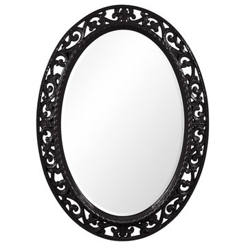 Suzanne Oval Mirror Custom Painted, Traditional, 30 X 38, Glossy Black