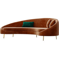 Modern Bronze Velvet Curved Sofa Gold Metal Toss Pillow Included, Bronze, Medium