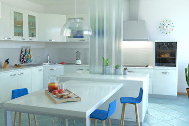 3D Render - White Kitchen